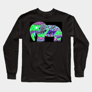 elephant in fancy pattern totonac cloths ecopop art Long Sleeve T-Shirt